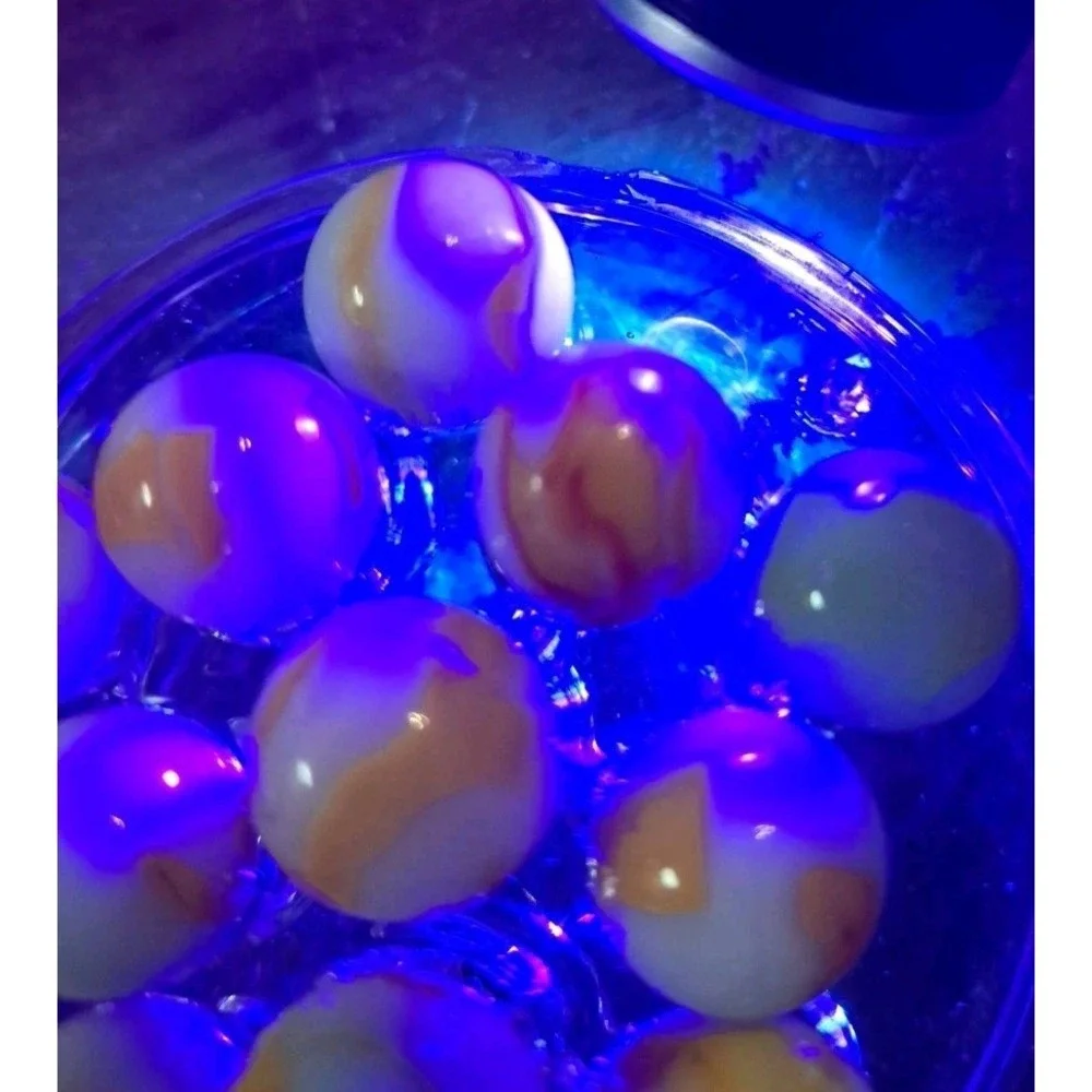 Lot Of 11 Estate Sale Marbles Yellow And White 1 UV Reactive